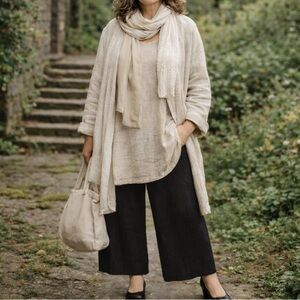 Lisa Bayne Size 12 Wide Leg Pants Black Lagenlook Art to Wear Minimalist